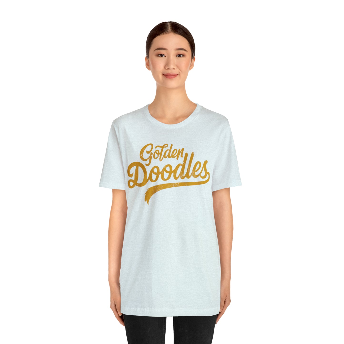 Golden Doodles, Unisex Short Sleeve Tee, Distressed Gold Print