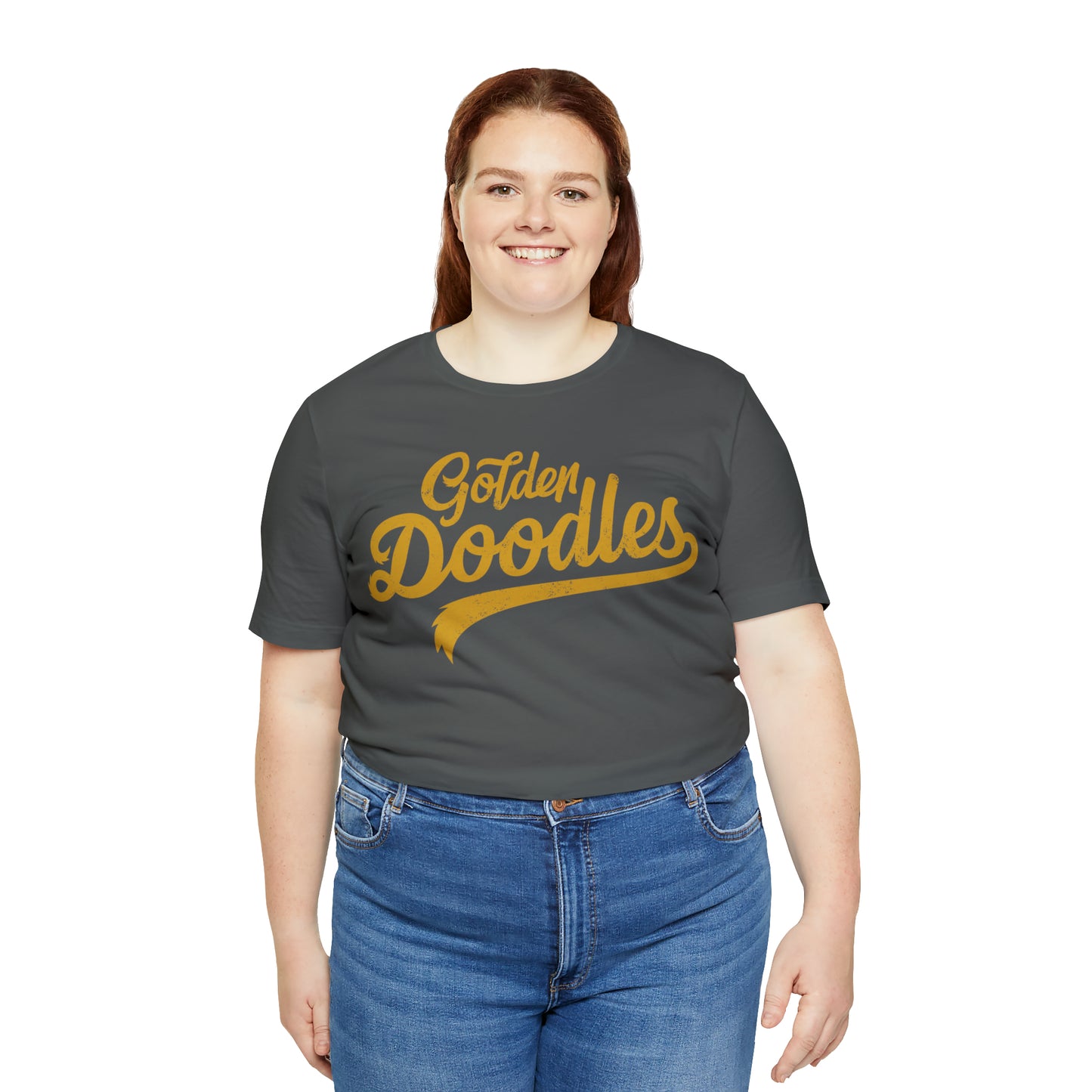 Golden Doodles, Unisex Short Sleeve Tee, Distressed Gold Print