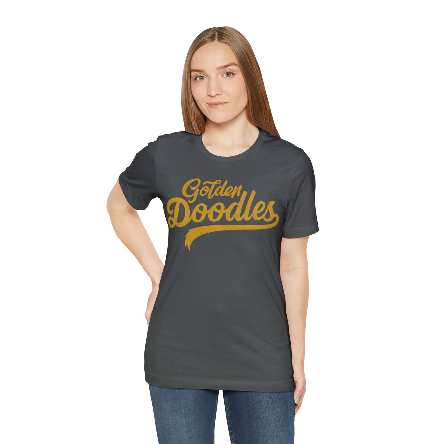 Golden Doodles, Unisex Short Sleeve Tee, Distressed Gold Print