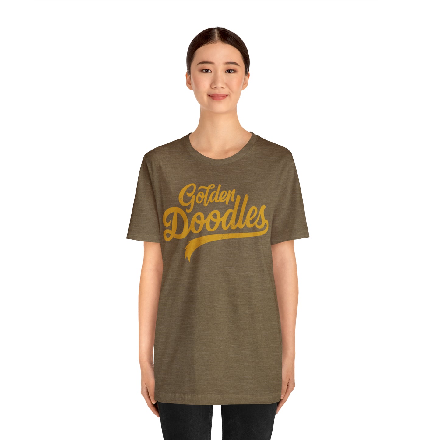 Golden Doodles, Unisex Short Sleeve Tee, Distressed Gold Print