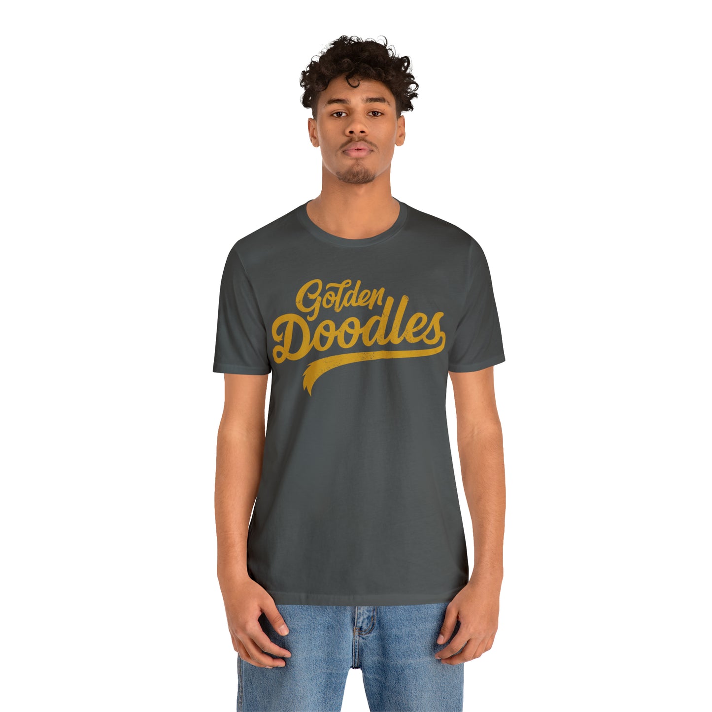 Golden Doodles, Unisex Short Sleeve Tee, Distressed Gold Print