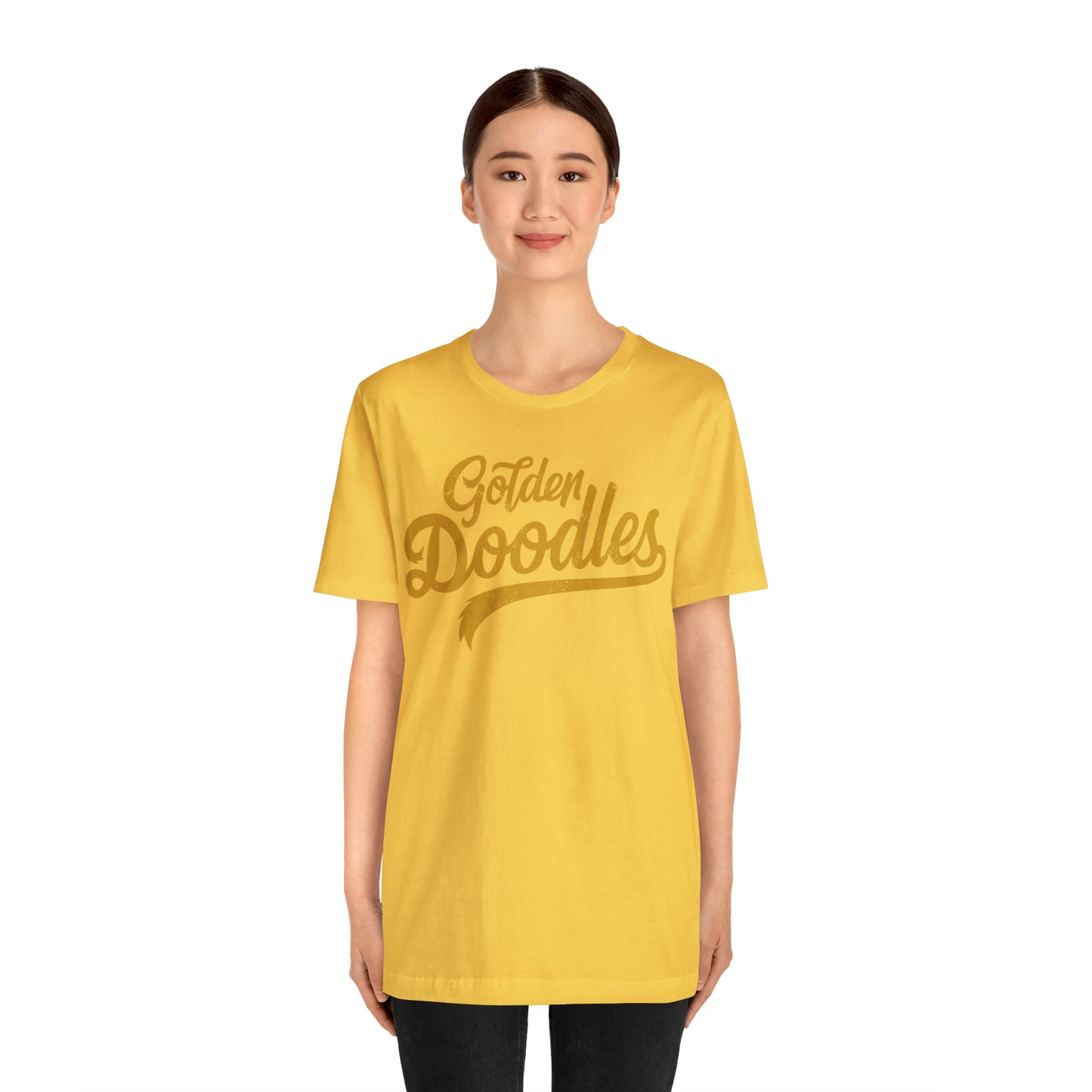 Golden Doodles, Unisex Short Sleeve Tee, Distressed Gold Print