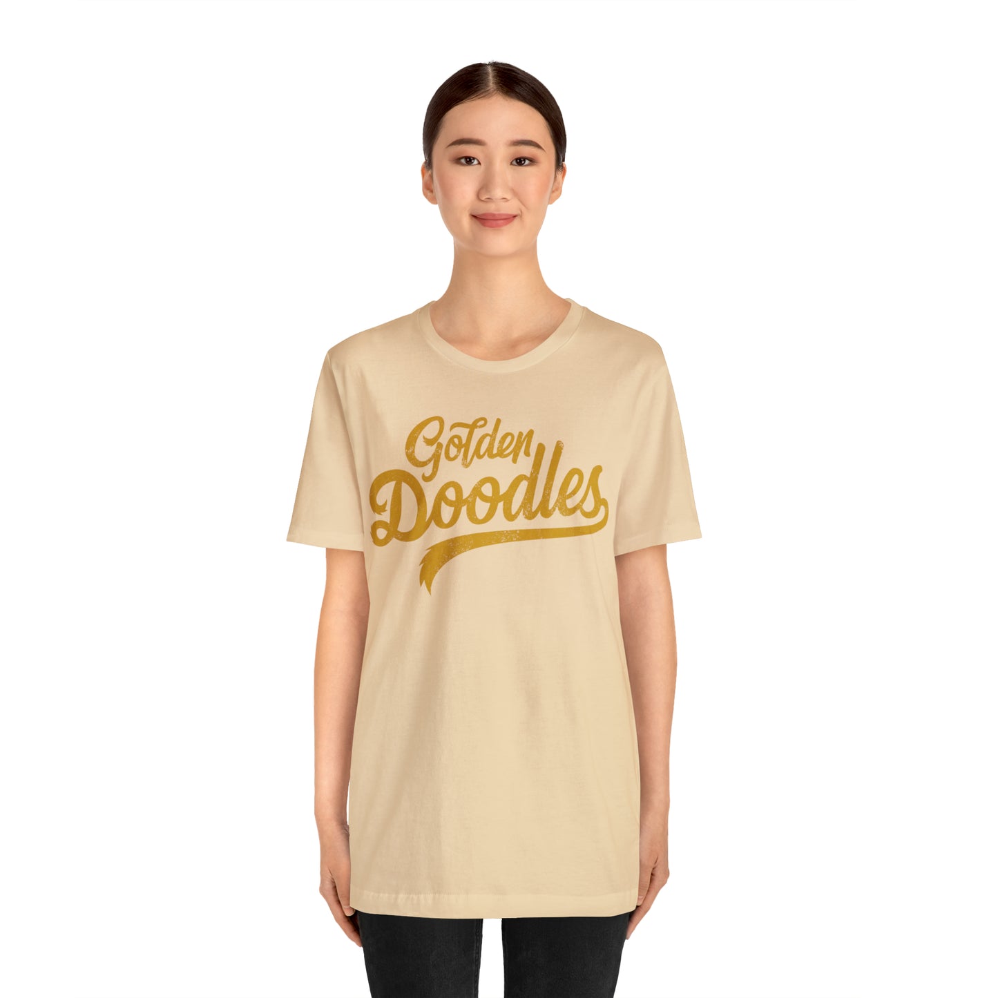 Golden Doodles, Unisex Short Sleeve Tee, Distressed Gold Print