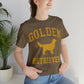 Golden Retrievers Collegiate Unisex Tee, with Distressed Gold Print