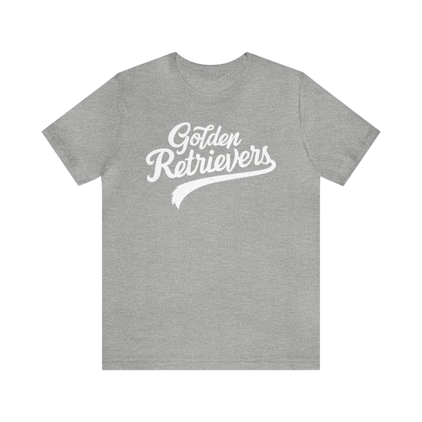 Golden Retrievers Script Unisex Tee, with Distressed White Print