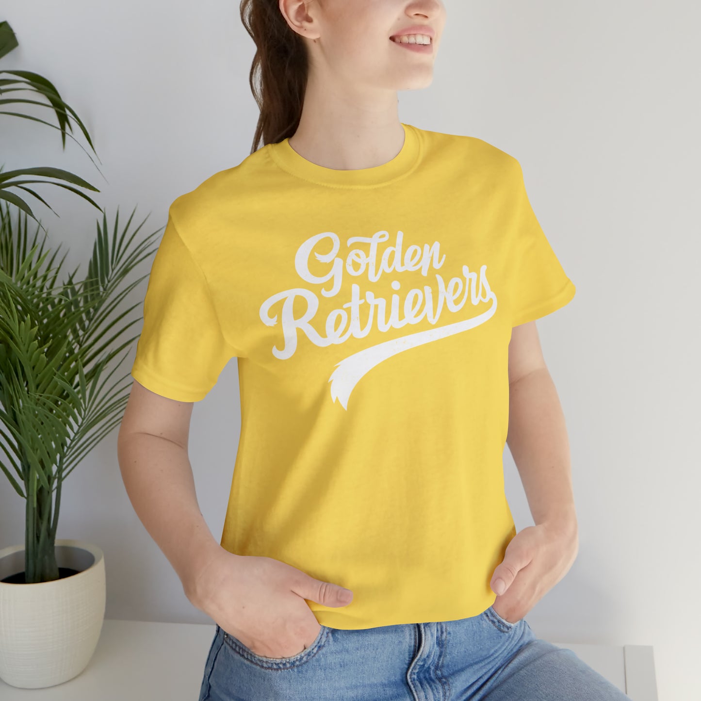 Golden Retrievers Script Unisex Tee, with Distressed White Print