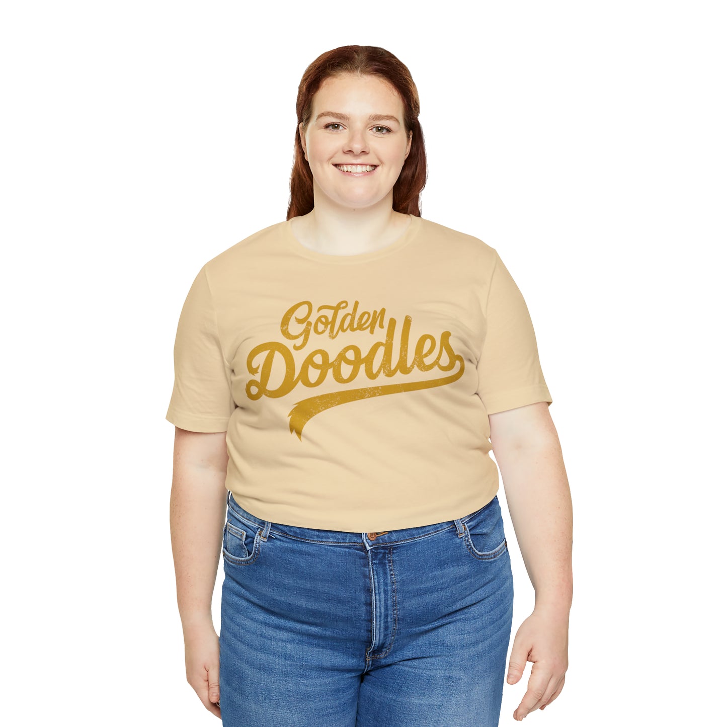 Golden Doodles, Unisex Short Sleeve Tee, Distressed Gold Print