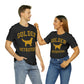 Golden Retrievers Collegiate Unisex Tee, with Distressed Gold Print