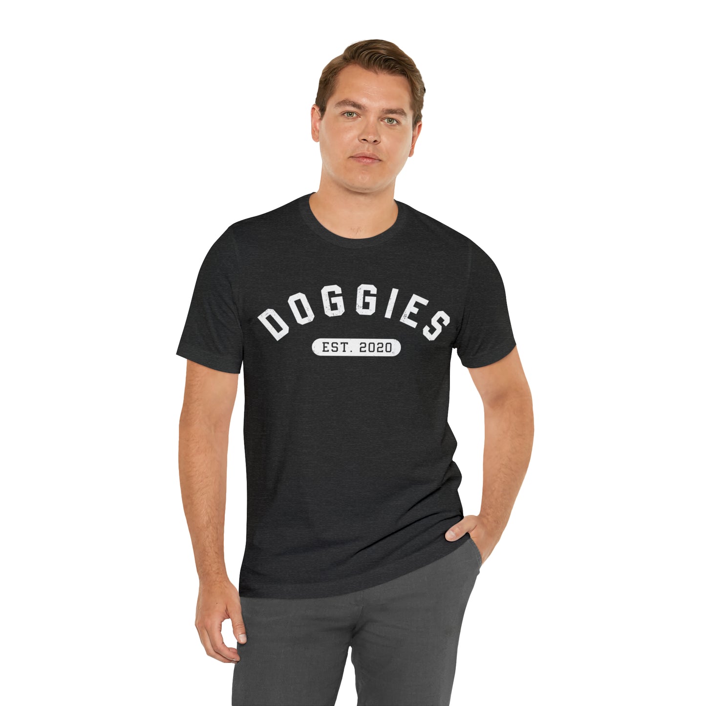 DOGGIES EST. 2020, Bella Canvas, Unisex Short Sleeve Tee, Distressed Print