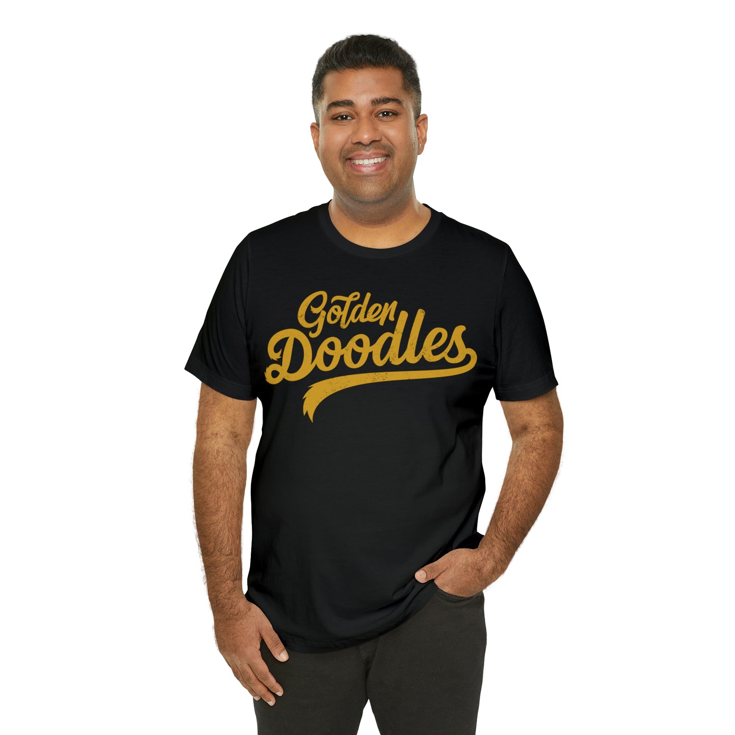 Golden Doodles, Unisex Short Sleeve Tee, Distressed Gold Print