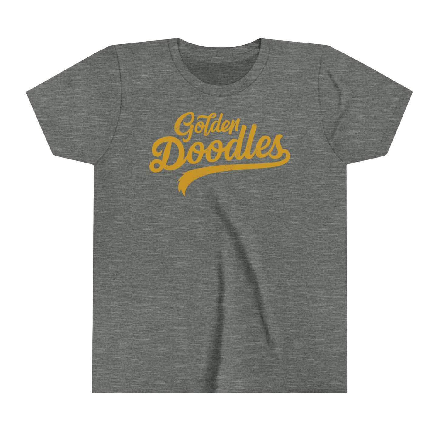 Golden Doodles, Youth Short Sleeve Tee, Distressed Gold Print