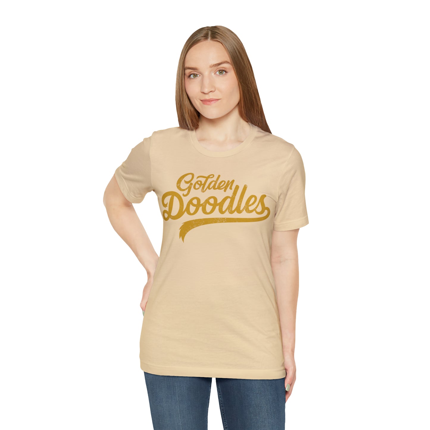 Golden Doodles, Unisex Short Sleeve Tee, Distressed Gold Print