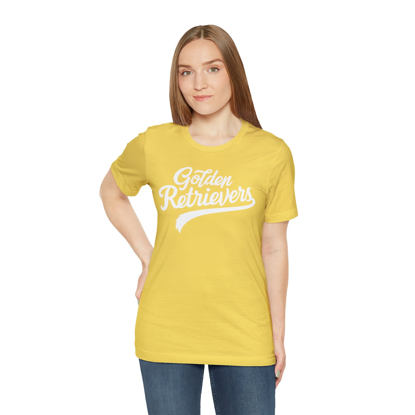 Golden Retrievers Script Unisex Tee, with Distressed White Print