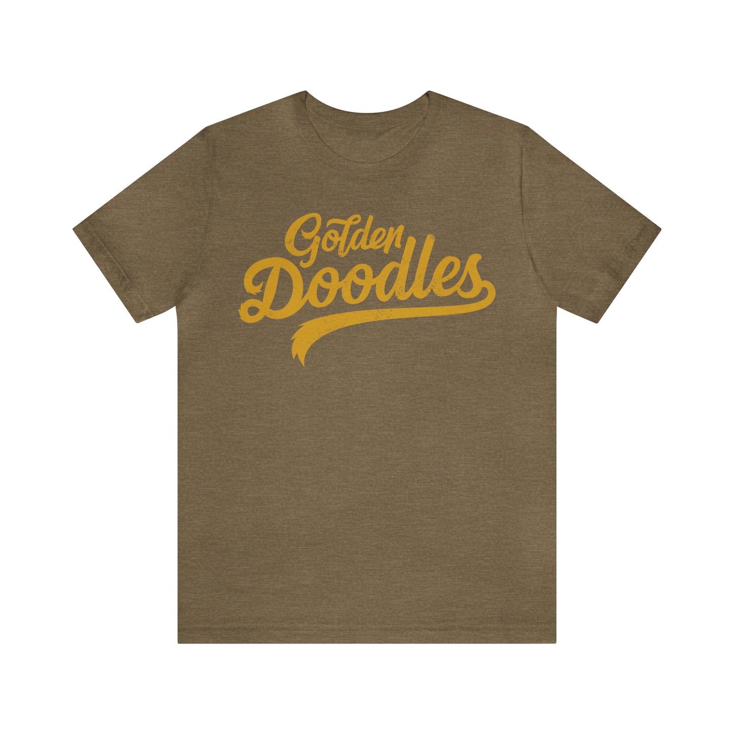 Golden Doodles, Unisex Short Sleeve Tee, Distressed Gold Print