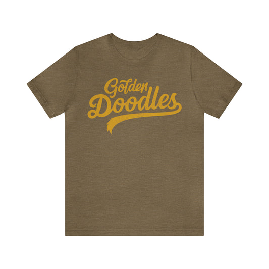 Golden Doodles, Unisex Short Sleeve Tee, Distressed Gold Print