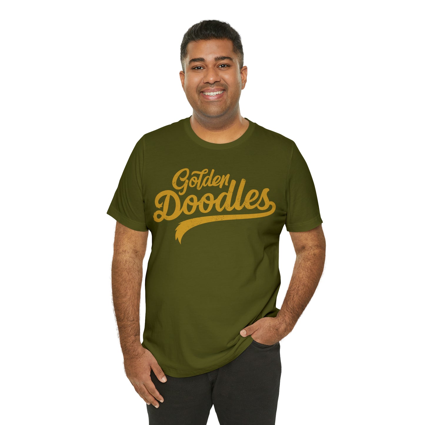 Golden Doodles, Unisex Short Sleeve Tee, Distressed Gold Print