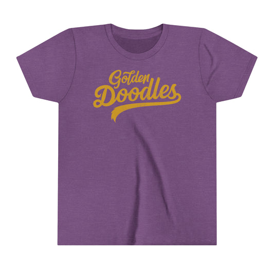 Golden Doodles, Youth Short Sleeve Tee, Distressed Gold Print