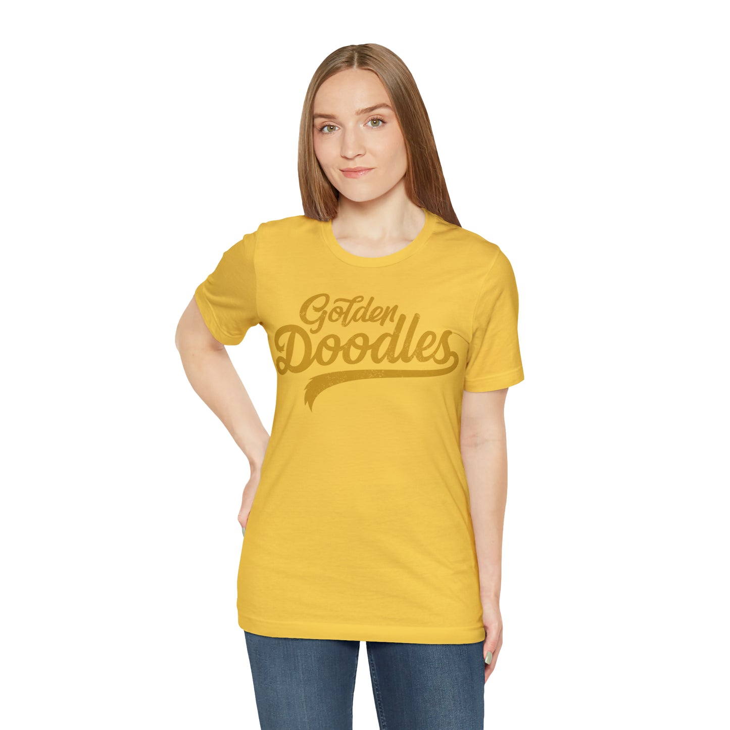 Golden Doodles, Unisex Short Sleeve Tee, Distressed Gold Print