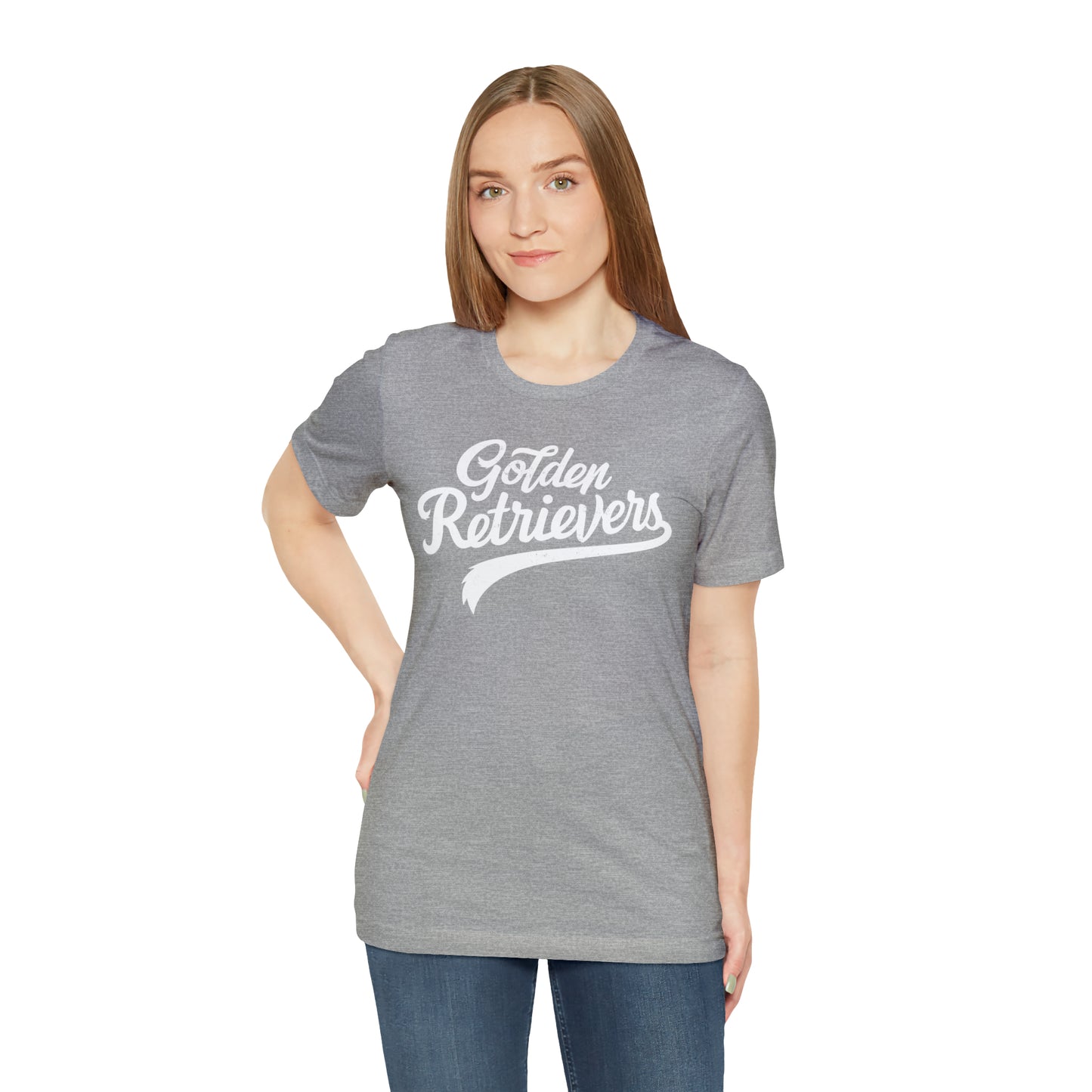 Golden Retrievers Script Unisex Tee, with Distressed White Print