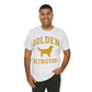 Golden Retrievers Collegiate Unisex Tee, with Distressed Gold Print