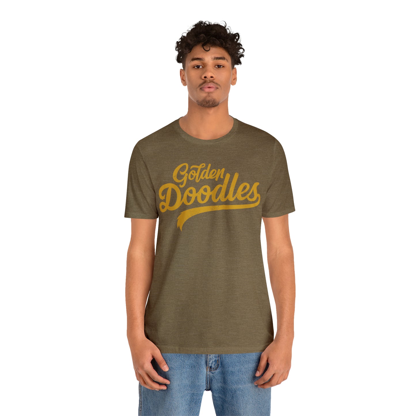 Golden Doodles, Unisex Short Sleeve Tee, Distressed Gold Print