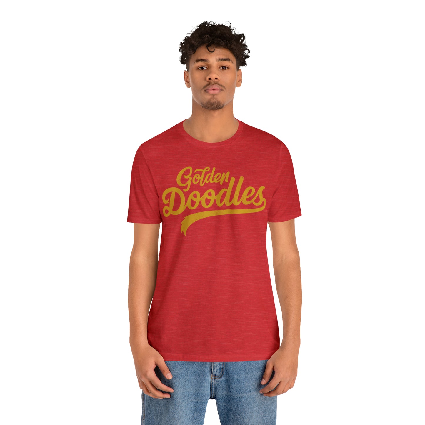 Golden Doodles, Unisex Short Sleeve Tee, Distressed Gold Print