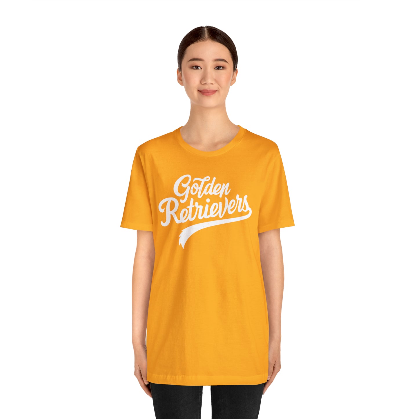 Golden Retrievers Script Unisex Tee, with Distressed White Print