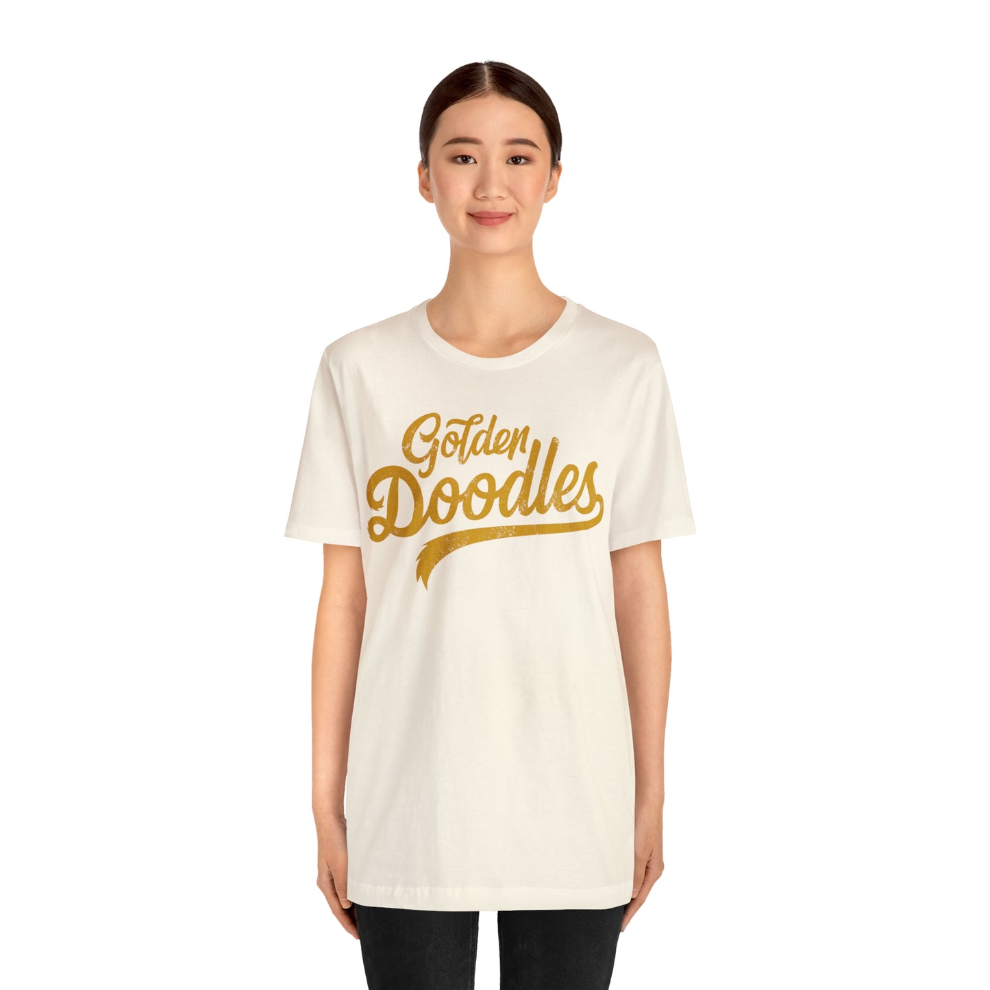 Golden Doodles, Unisex Short Sleeve Tee, Distressed Gold Print