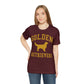 Golden Retrievers Collegiate Unisex Tee, with Distressed Gold Print