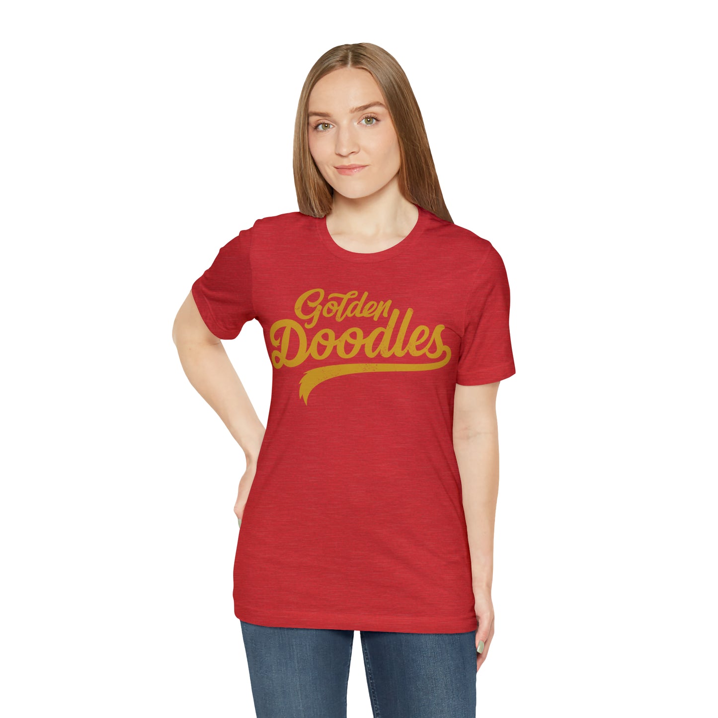 Golden Doodles, Unisex Short Sleeve Tee, Distressed Gold Print