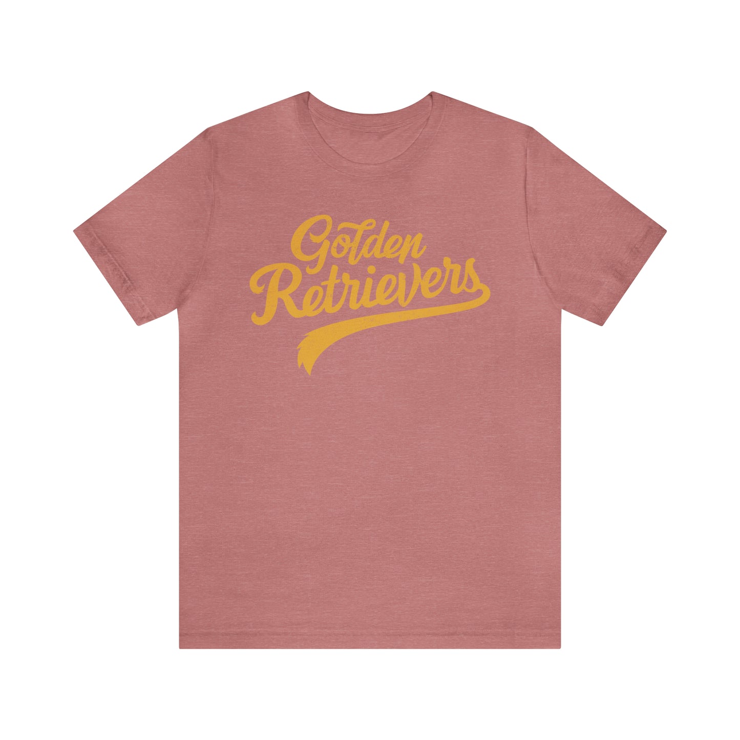 Golden Retrievers Script Unisex Tee, with Distressed Gold Print