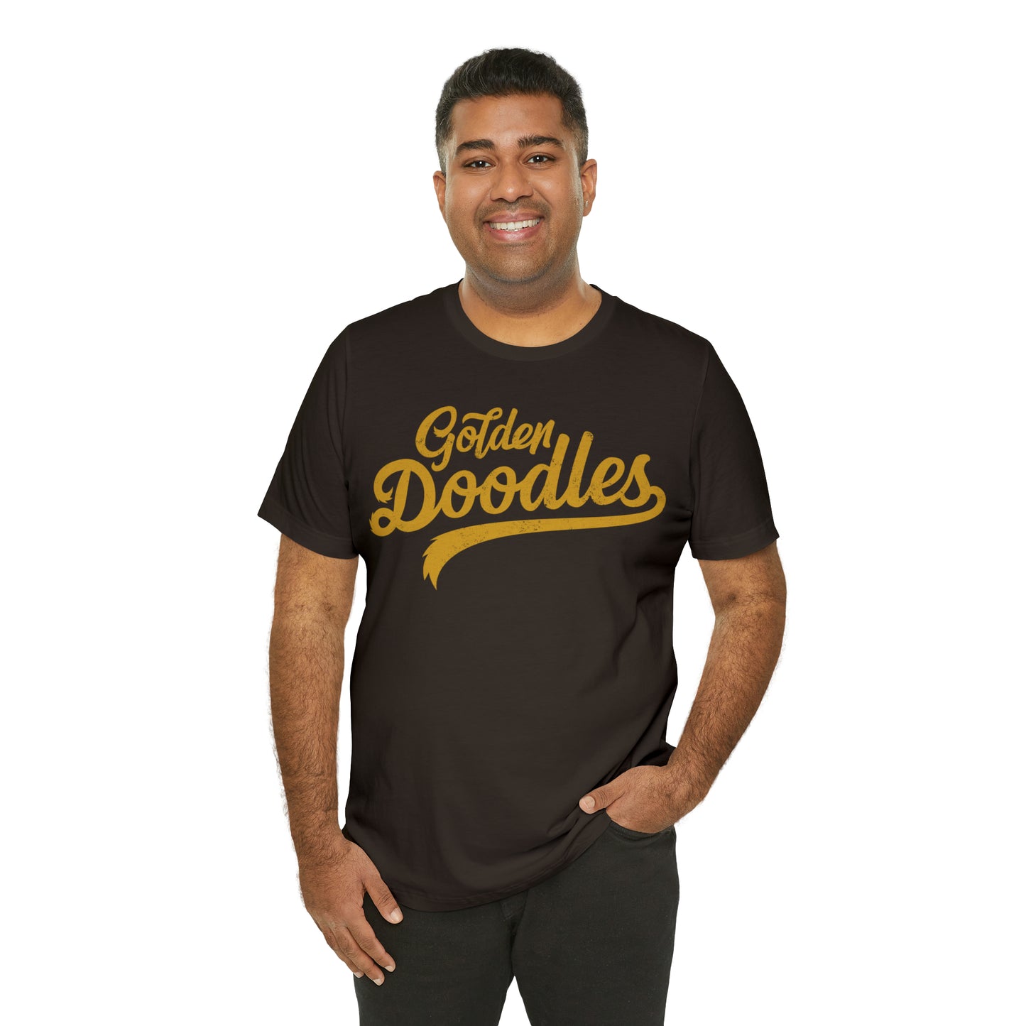 Golden Doodles, Unisex Short Sleeve Tee, Distressed Gold Print