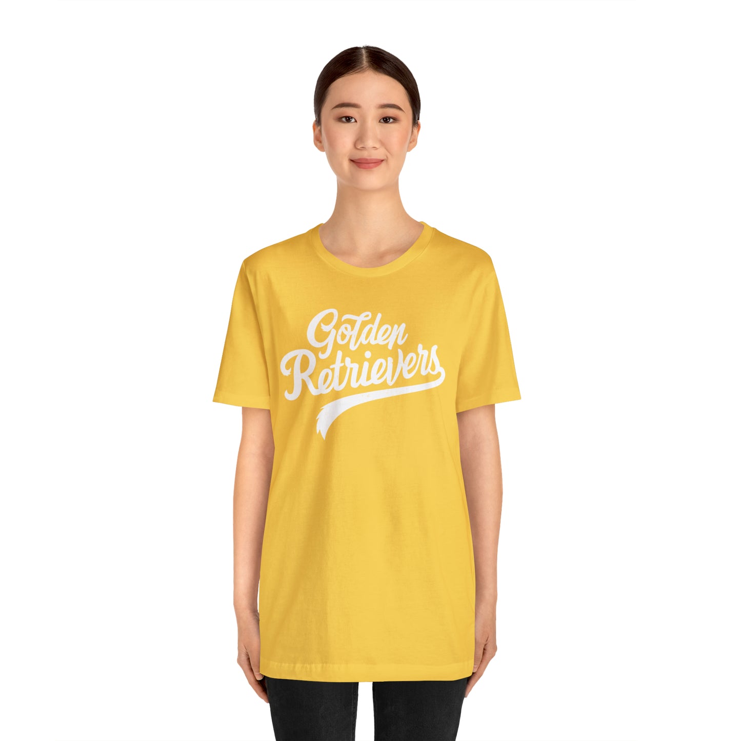 Golden Retrievers Script Unisex Tee, with Distressed White Print