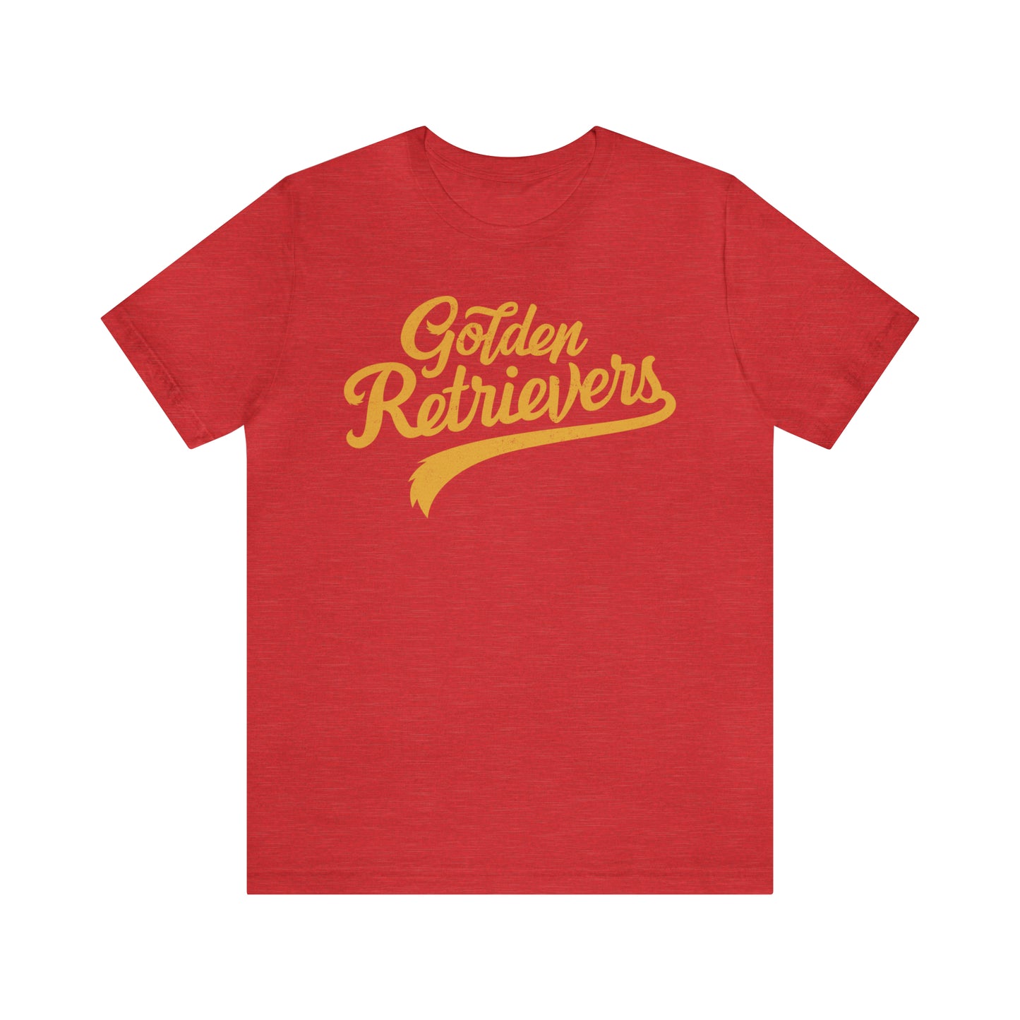 Golden Retrievers Script Unisex Tee, with Distressed Gold Print