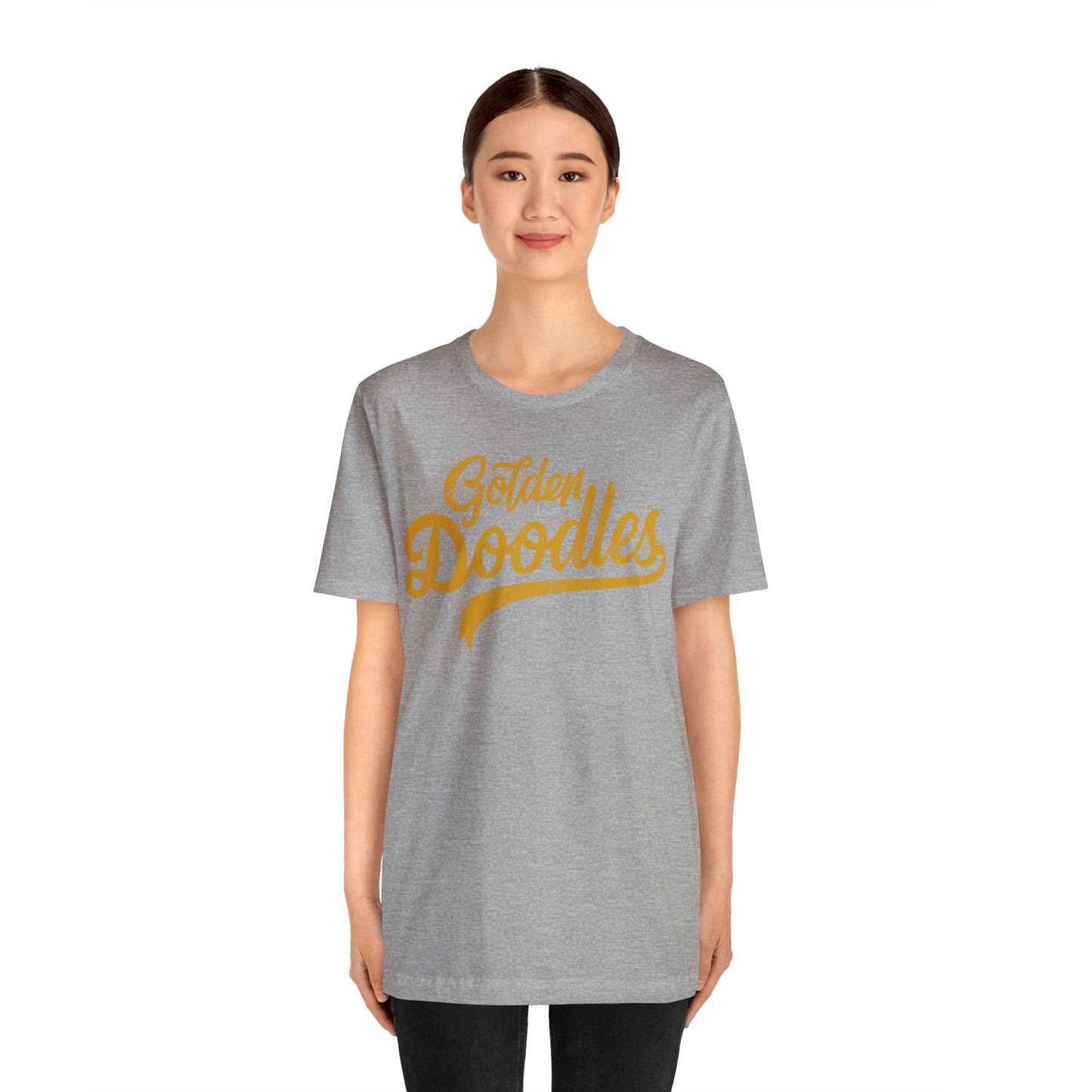 Golden Doodles, Unisex Short Sleeve Tee, Distressed Gold Print