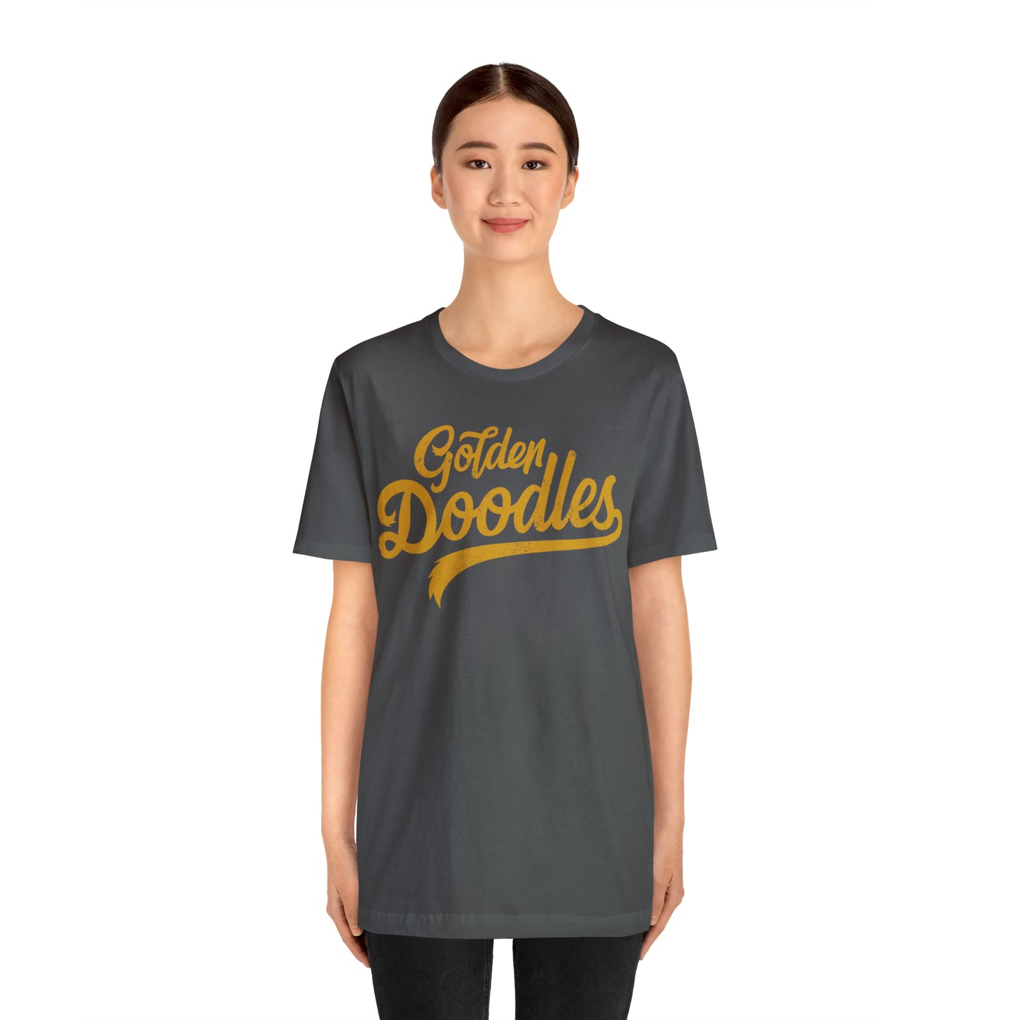 Golden Doodles, Unisex Short Sleeve Tee, Distressed Gold Print