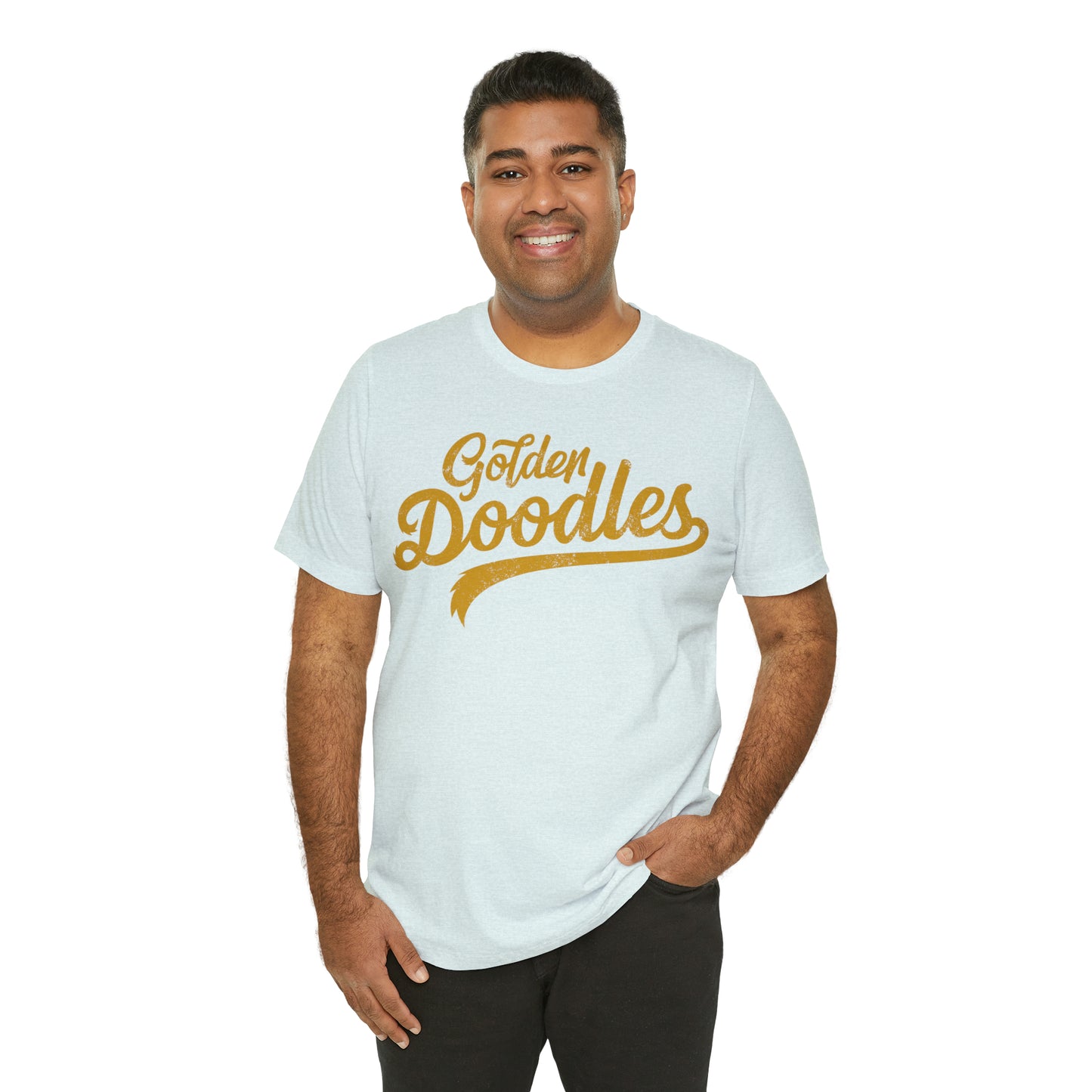 Golden Doodles, Unisex Short Sleeve Tee, Distressed Gold Print