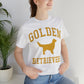 Golden Retrievers Collegiate Unisex Tee, with Distressed Gold Print