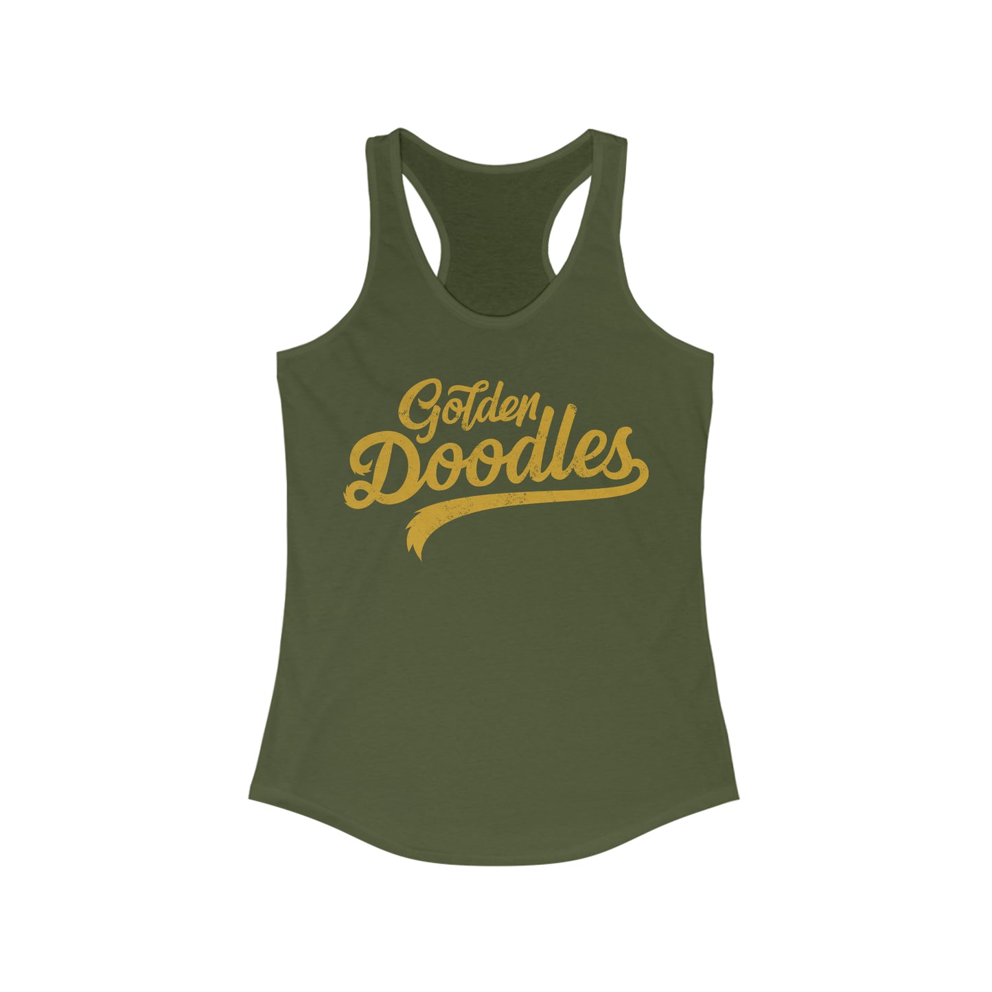 Golden Doodles, Women's Racerback Tank, Distressed Gold Print