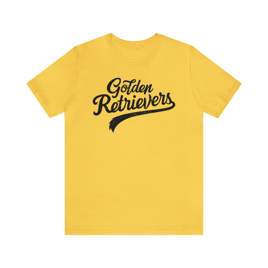 Golden Retrievers Script Unisex Tee, with Distressed Black Print