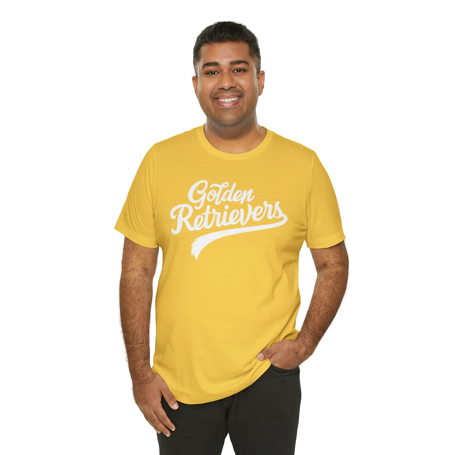 Golden Retrievers Script Unisex Tee, with Distressed White Print