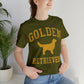 Golden Retrievers Collegiate Unisex Tee, with Distressed Gold Print