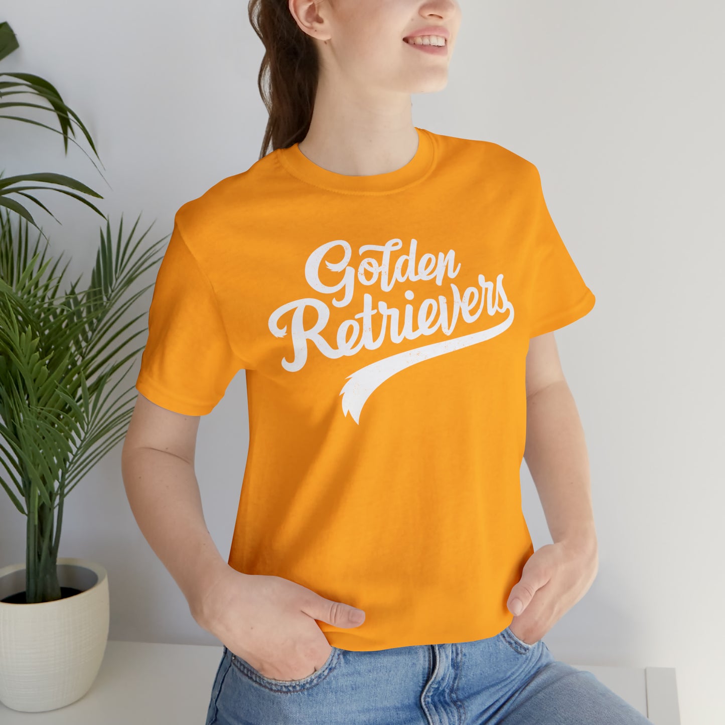 Golden Retrievers Script Unisex Tee, with Distressed White Print