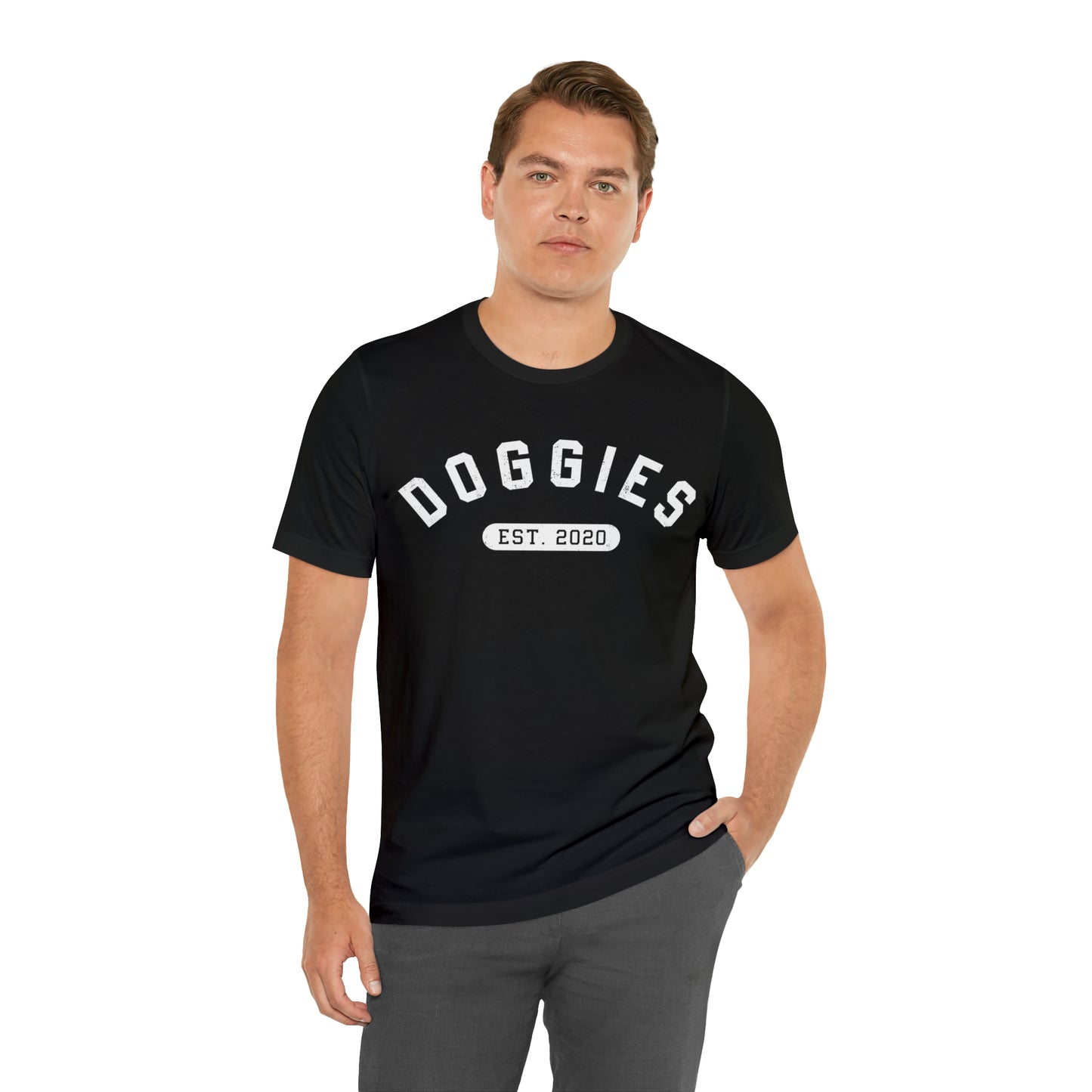 DOGGIES EST. 2020, Bella Canvas, Unisex Short Sleeve Tee, Distressed Print