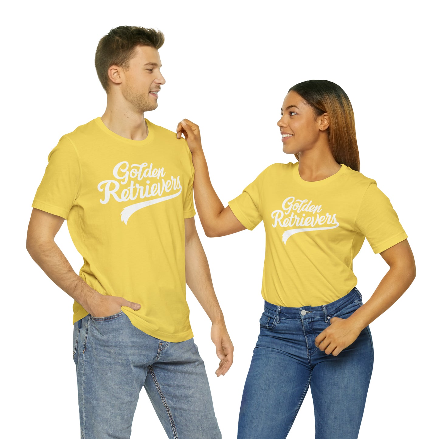 Golden Retrievers Script Unisex Tee, with Distressed White Print