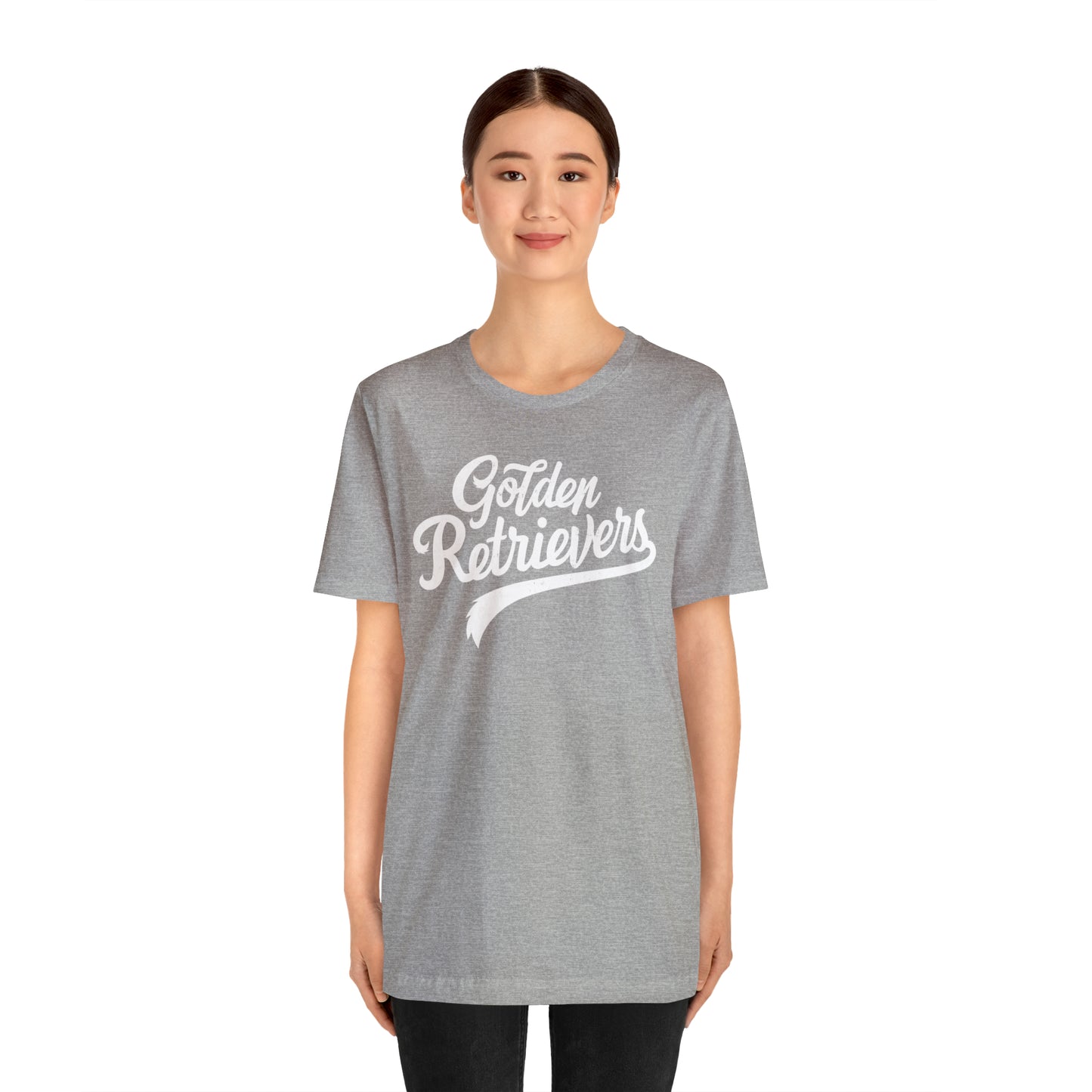 Golden Retrievers Script Unisex Tee, with Distressed White Print