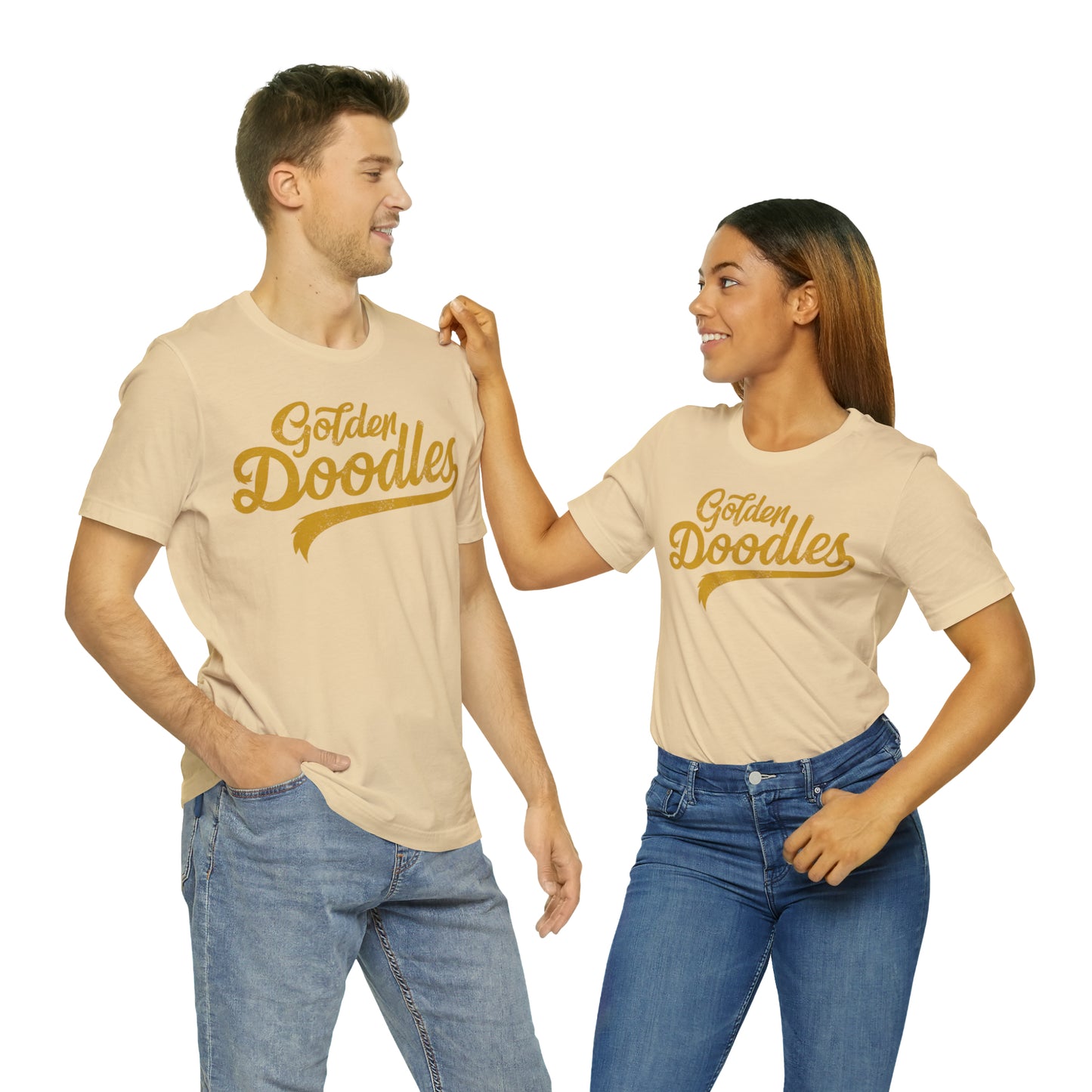 Golden Doodles, Unisex Short Sleeve Tee, Distressed Gold Print