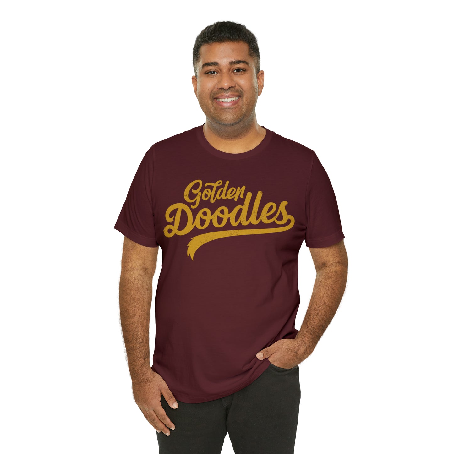 Golden Doodles, Unisex Short Sleeve Tee, Distressed Gold Print