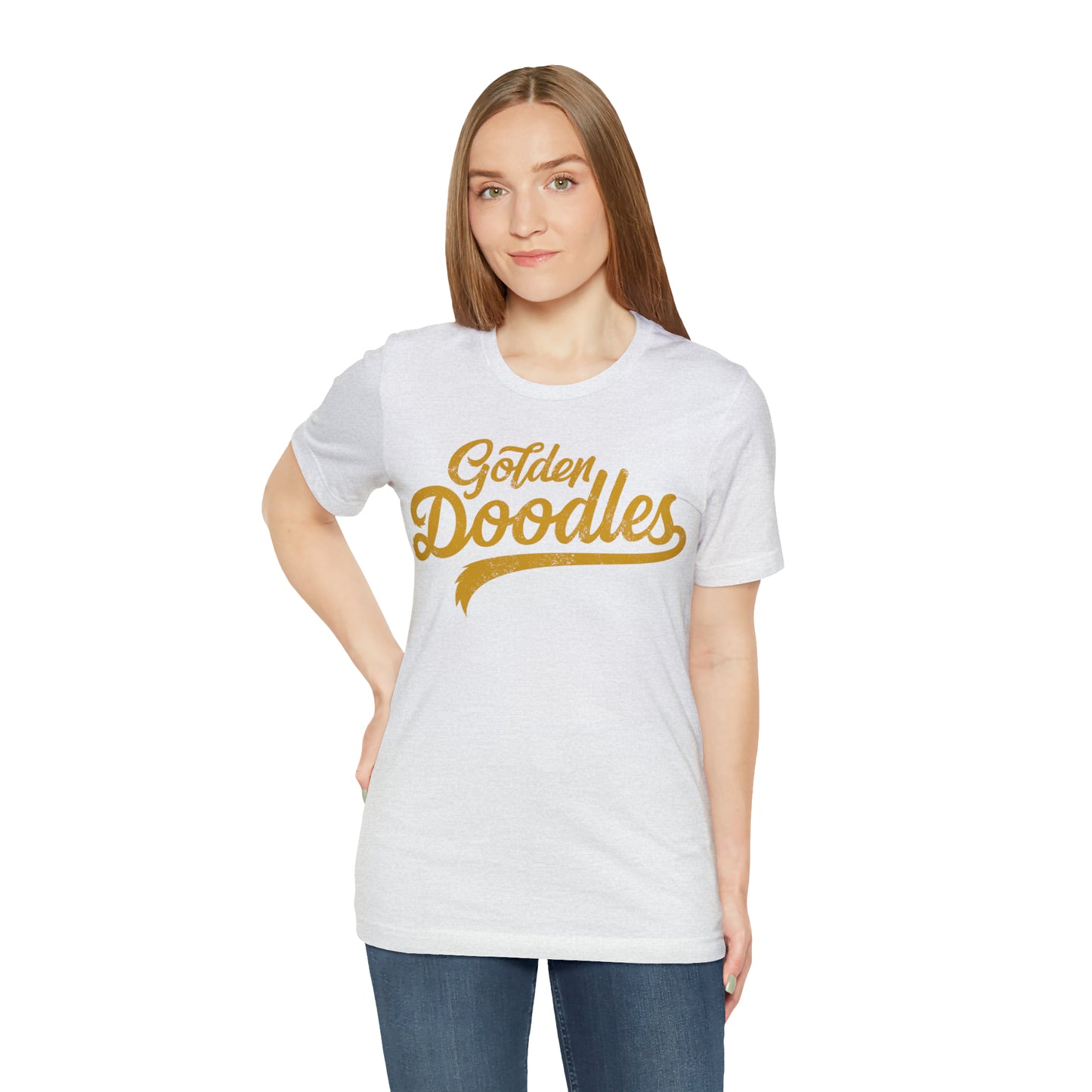 Golden Doodles, Unisex Short Sleeve Tee, Distressed Gold Print