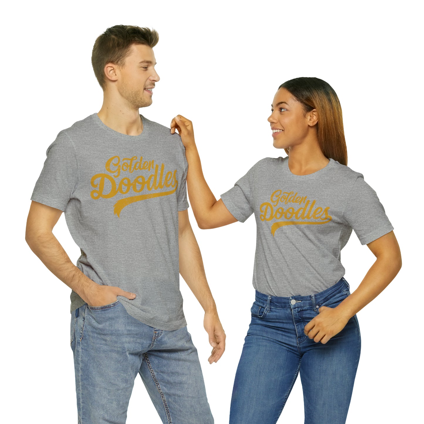 Golden Doodles, Unisex Short Sleeve Tee, Distressed Gold Print